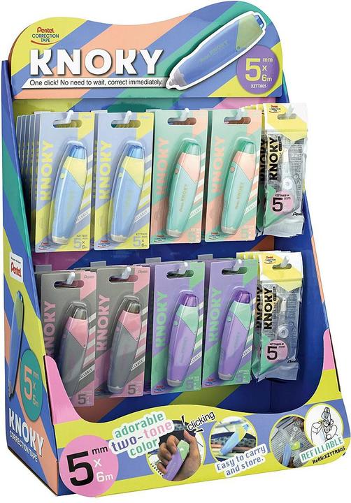Pentel Reusable correction roller KNOKY, 5 mm x 6 m, display