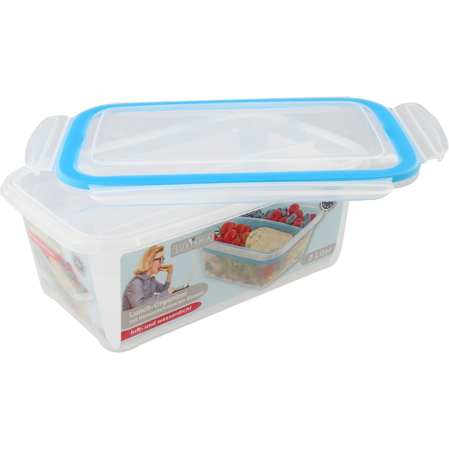 neuetischkultur Lunchbox mit Einsatz, Lunchbox, Türkis, Transparent