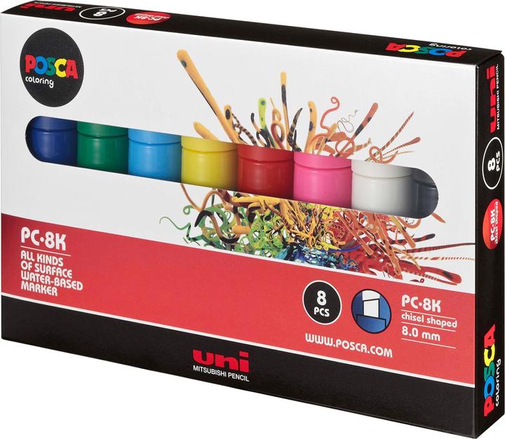 Actual product image Posca Marker PC-8K Keilspitze (Multicolor, 8 mm, 8 x)