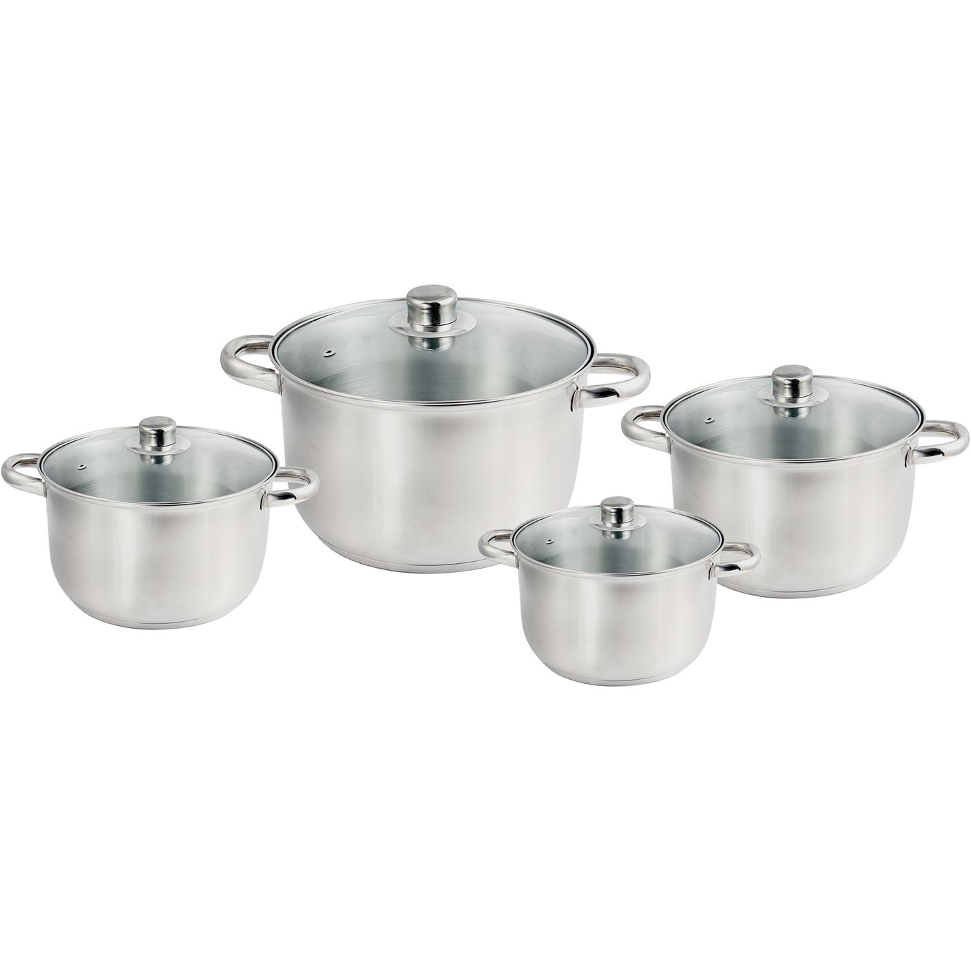 Michelino Kochtopf-Set Edelstahl, Pfanne + Kochtopf, Silber