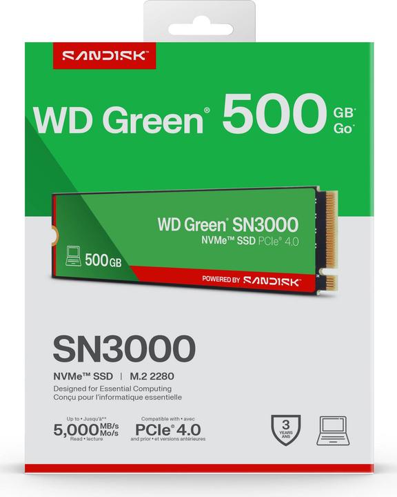 Actual product image WD Green SN3000 powered by SANDISK (500 GB, M.2 2280)
