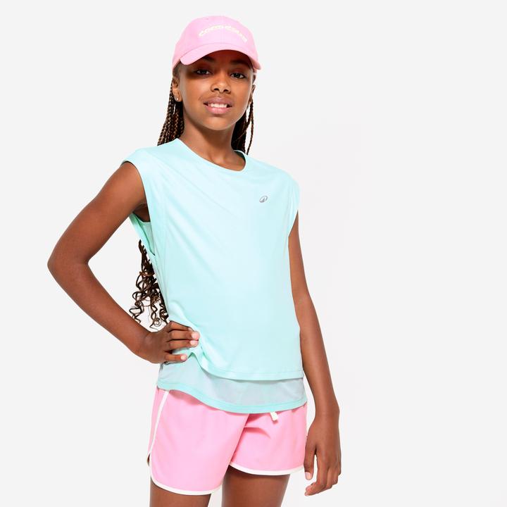 Image du produit Decathlon T-shirt multisport respirant 2 en 1 fille, Vert menthe