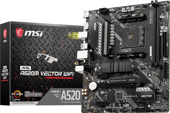 Produktbild MSI Mag A520m Vector Wifi (AM4, AMD A520, mATX)
