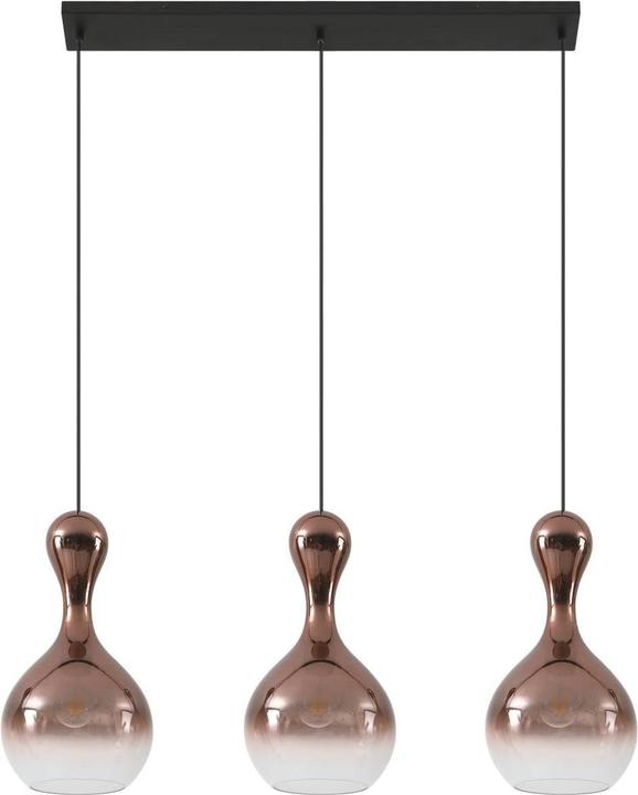 Lucande Hängleuchte Lyrisa, 3-flg., kupferfarben, Glas, 22cm (E27)