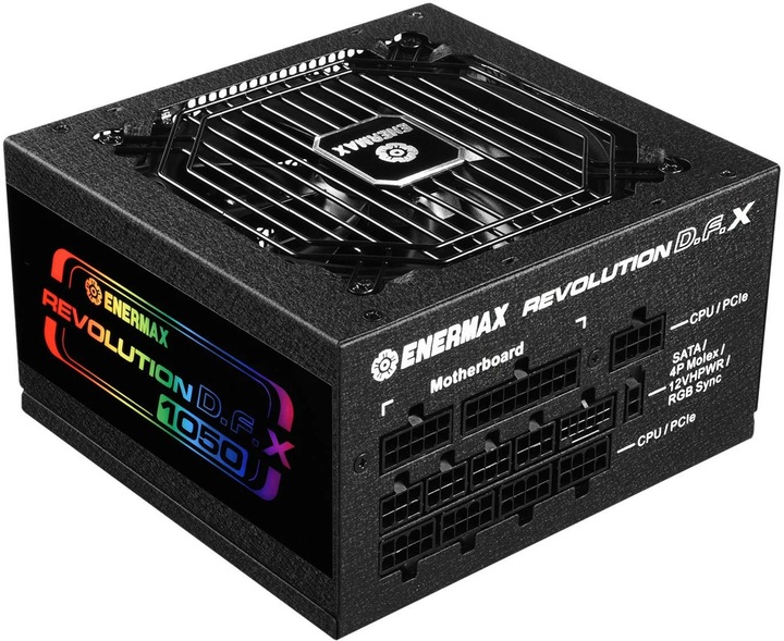 Actual product image Enermax Revolution D.F. X ARGB ATX3.0 PCI-e 5.0 Gaming PC Power Supply 1050W 80Plus Gold Full Modular 2X (1050 W)