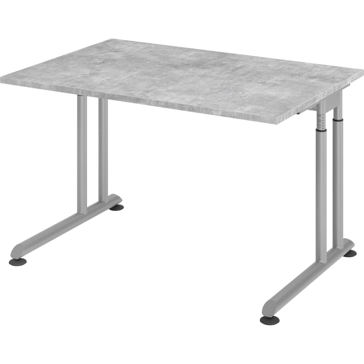 Escritorio, Schreibtisch, Schreibtisch C-Fuss 120x80cm Beton/Silber (120 x 80 cm)