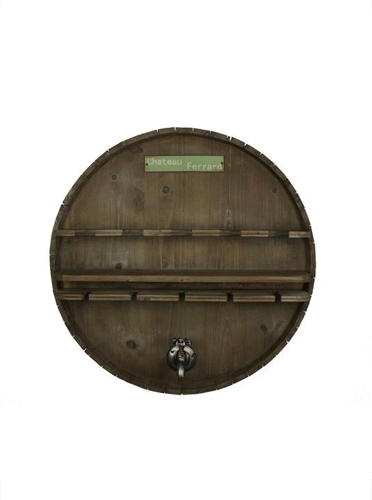 Image du produit HTI-Line Bar mural tonneau de vin (ø 65 cm, 5 bouteilles)