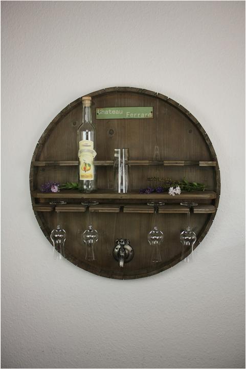 Image du produit HTI-Line Bar mural tonneau de vin (ø 65 cm, 5 bouteilles)