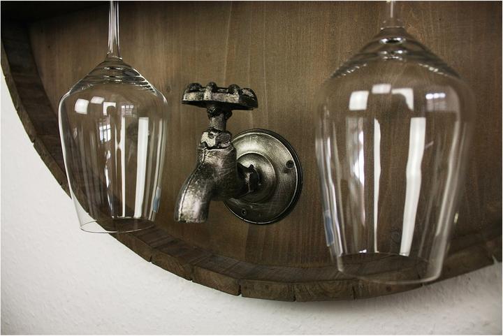 Image du produit HTI-Line Bar mural tonneau de vin (ø 65 cm, 5 bouteilles)