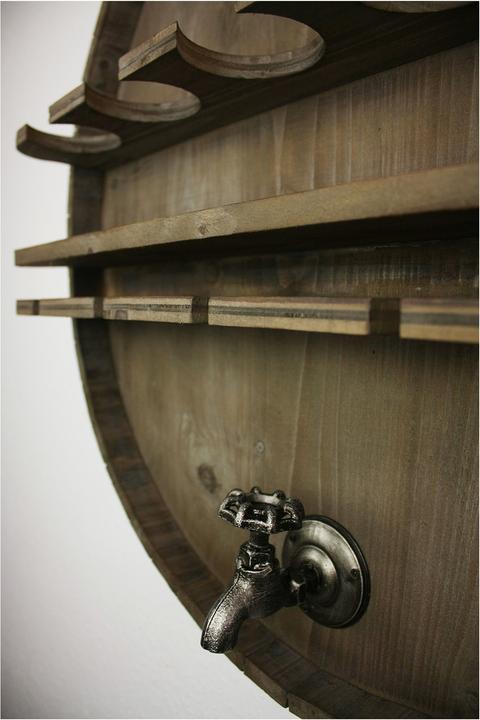 Image du produit HTI-Line Bar mural tonneau de vin (ø 65 cm, 5 bouteilles)