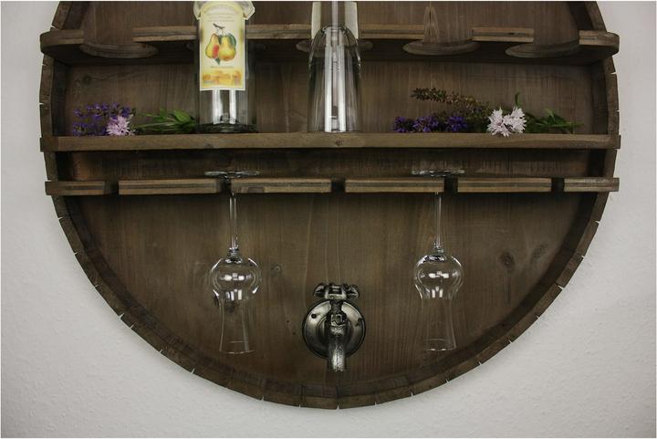 Image du produit HTI-Line Bar mural tonneau de vin (ø 65 cm, 5 bouteilles)
