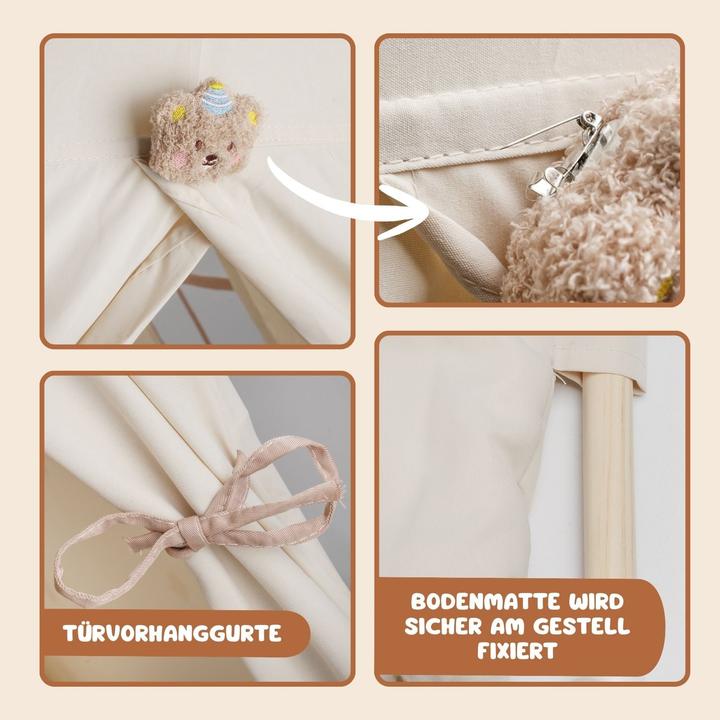 Actual product image Hermex Spielzelt mit Lampe Kinderzelt Kuschelzelt Tipi für Kinder Indoor-Zelt