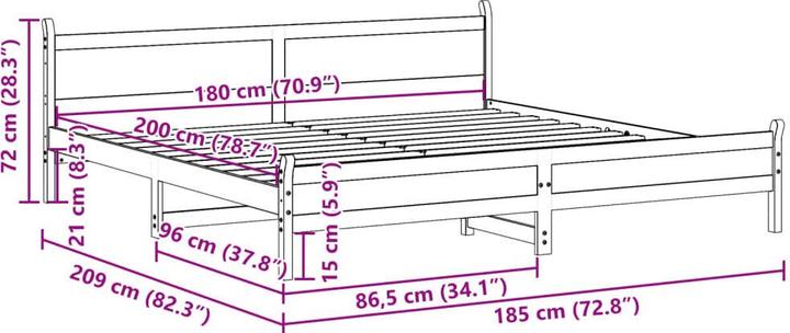 Produktbild vidaXL Bettgestell (180 x 200 cm)