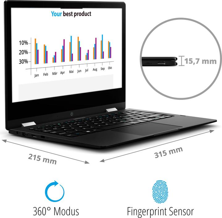Produktbild Medion Akoya E3223 (13.30", 256 GB, 8 GB, DE)