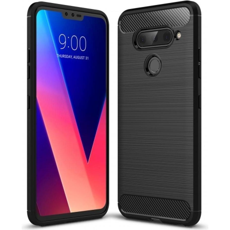 Thumbnail - Screenguard LG V40 ThinQ Hülle Carbon Brushed Soft TPU (LG V40 ThinQ), Smartphone Hülle, Schwarz