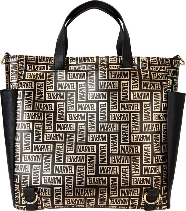 Actual product image Loungefly Marvel by backpack and carrier bag logo