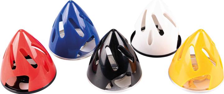 Actual product image Kuza spinner plastic 3" 75mm red with aluminium base plate