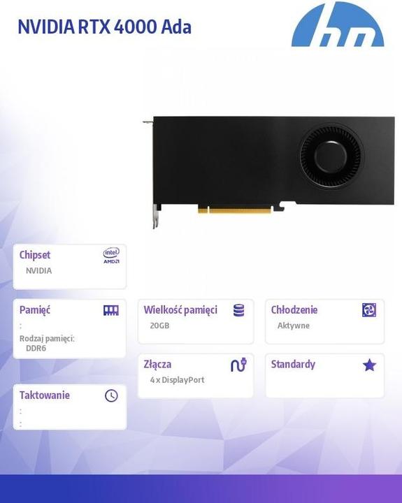 Produktbild HP Hewlett-Packard NVIDIA RTX 4000 Ada 20GB, NVIDIA RTX 4000 Ada, 20GB (20 GB)