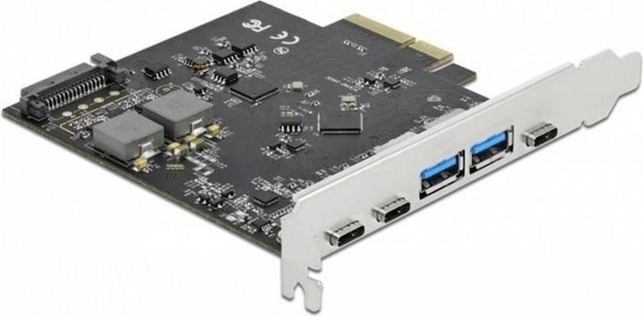 Actual product image Delock PCI Express Card USB 3.1 Gen2 - 3x USB-C + 2x USB-A