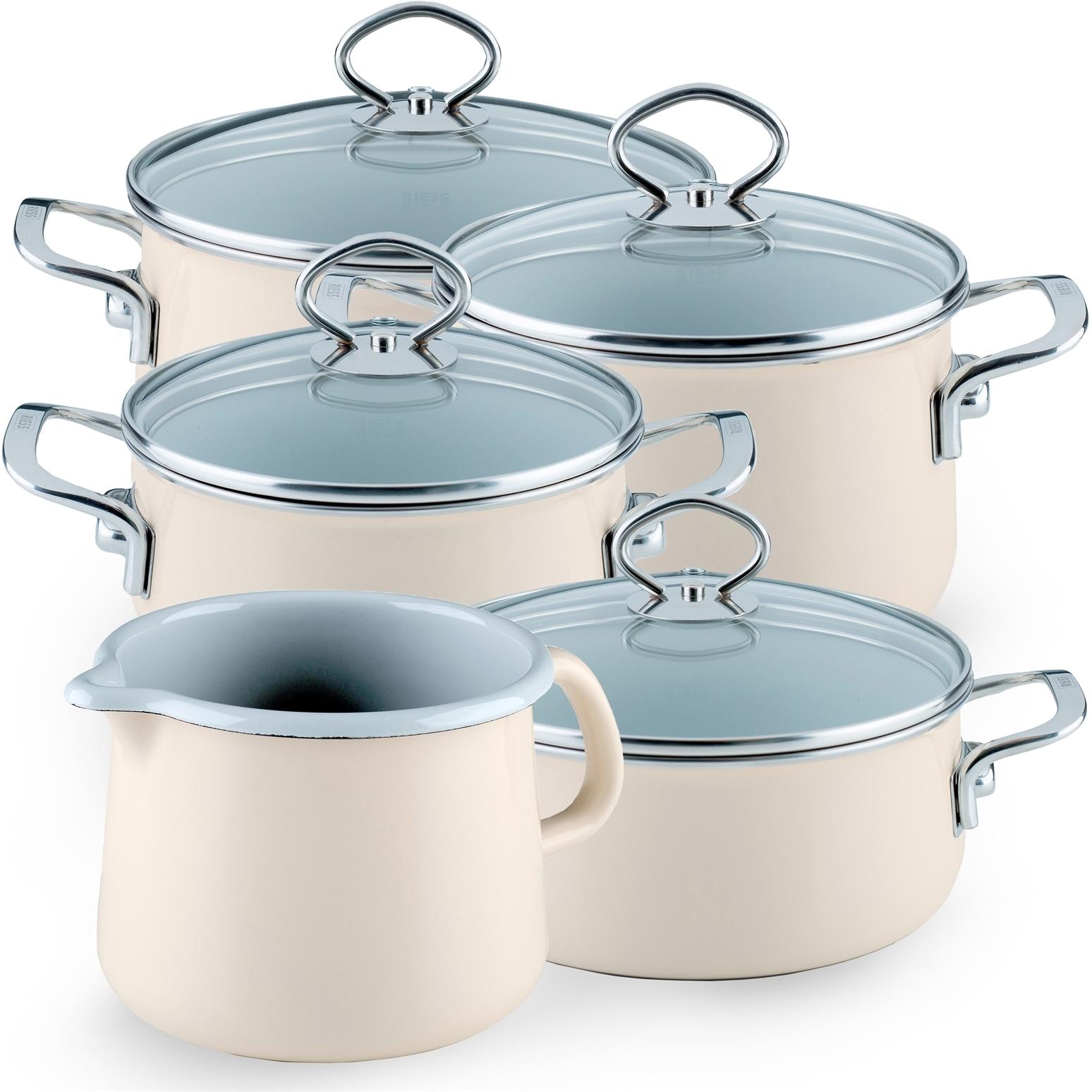 Riess Topfset Familienset 5-teilig, Pfanne + Kochtopf, Grau