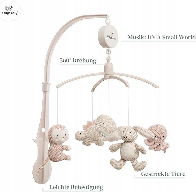 Productafbeelding Baby's only Muziek mobiel, dieren - Roze/Warm linnen
