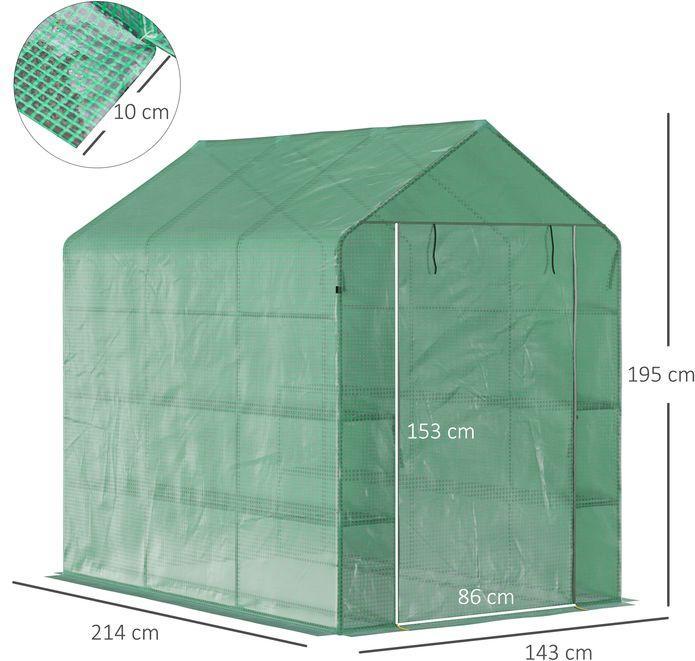 Immagine prodotto Swisshandel24 Serra a 8 ripiani con porta Verde 214 x 143 x 195 cm