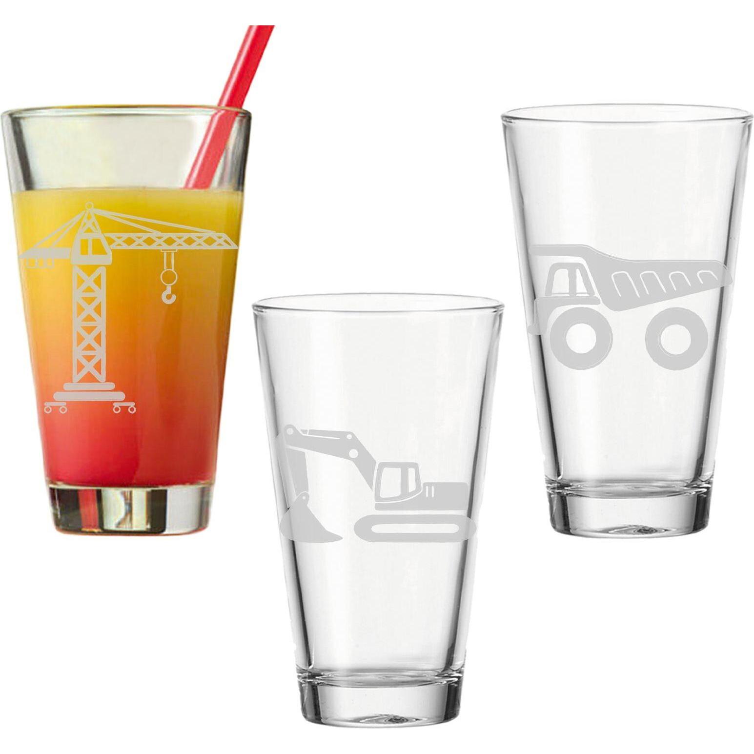 Luxentu Kinderbecher Baustellenfahrzeuge, Trinkgläser, Transparent