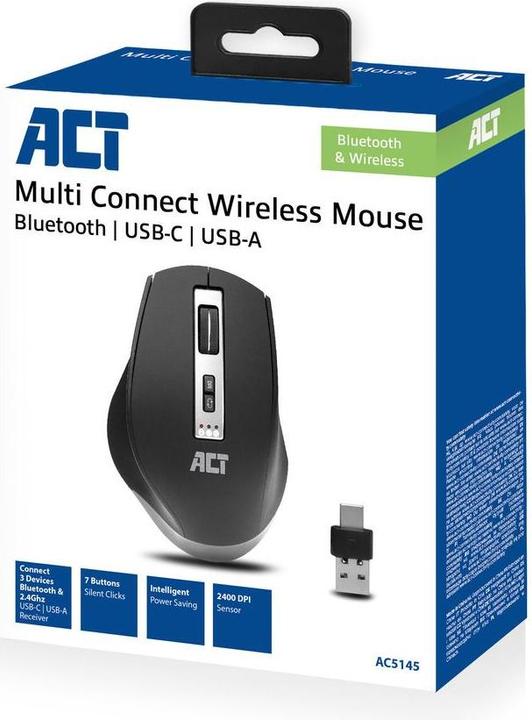 Produktbild ACT Wireless Multi-Connect Mouse 600 till 2400 dpi, black (Kabellos)
