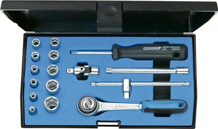 Gedore 20 EMU-3 Socket spanner set 1/4" 16 pcs hexagon 4-13 mm (6 mm, 12 mm, 10 mm, 7 mm, 11 mm, 5 mm, 8 mm, 9 mm, 13 mm, 4 mm)