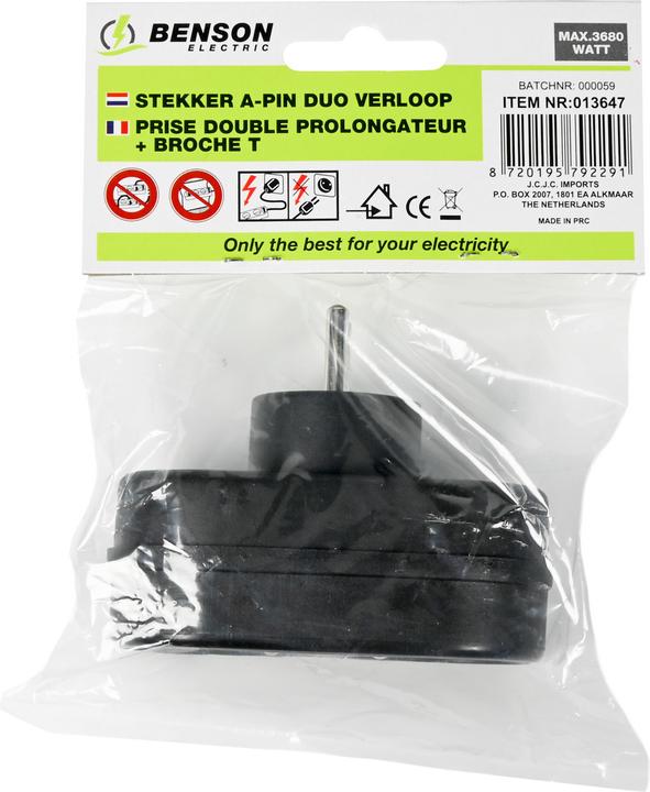 Image du produit Benson Electric Adaptateur duo connecteur + a-pin noir