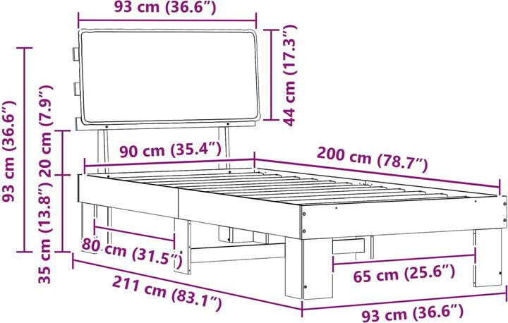 Image du produit vidaXL Bettrahmen (90 x 200 cm)