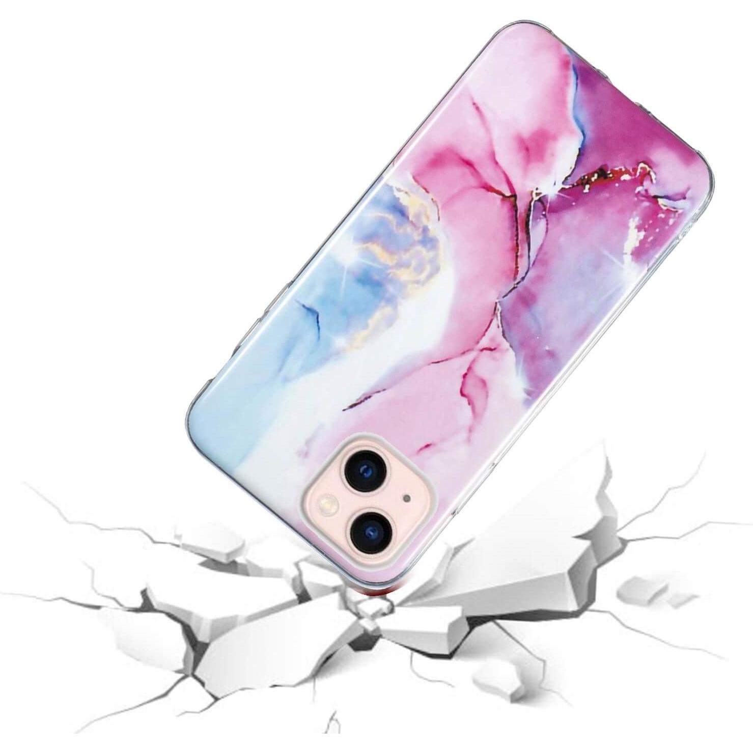 Thumbnail - Cover-Discount iPhone 14 Plus - Silikon Gummi Case Pink Marble (Apple iPhone 14 Plus), Smartphone Hülle, Pink