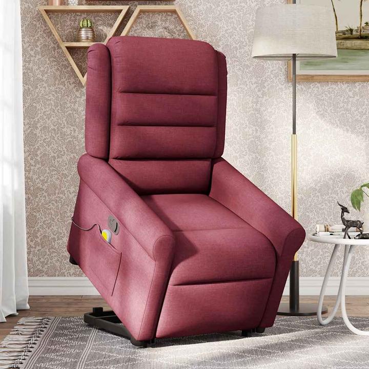 Actual product image VidaXL Massage chair with stand-up aid wine red fabric