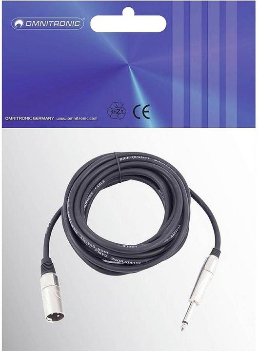 Actual product image Omnitronic Adapter cable XLR(M)/jack mono 10m sw (10 m, XLR Cables)