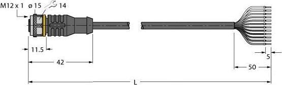 Actual product image Turck Actuator and sensor cable PVC connection cable RKC12.120T-5/TEL (5 m)