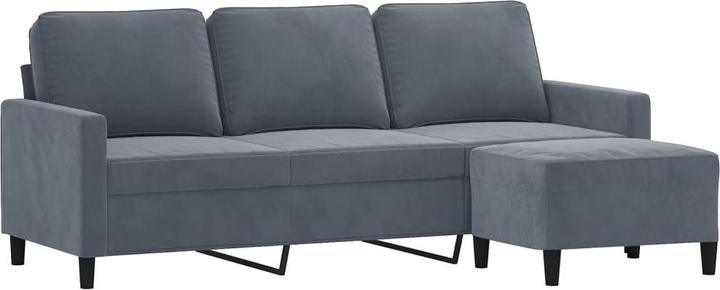 Image du produit vidaXL Canapé 3 places avec pouf gris foncé 180 cm velours,couleur (3 places)