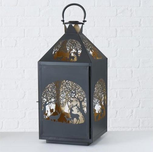 Produktbild Boltze Home Weihnachtswindlicht Tifels 2er Set, Gold/Schwarz (58 x 28 x 28 cm, 2 x)