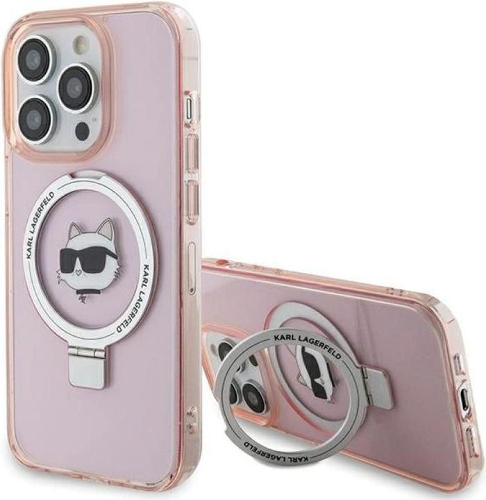 Produktbild Karl Lagerfeld KLHMP15XHMRSCHP iPhone 15 Pro Max 6.7" różowy/pink hardcase Ring Stand Choupette Head (Apple iPhone 15 Pro Max)