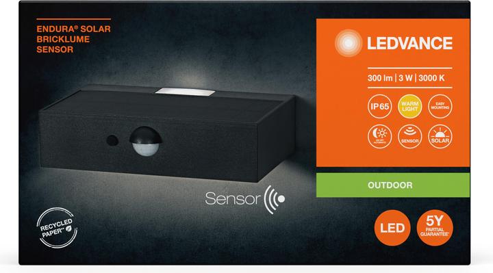 Actual product image Ledvance Endura Style Solar Bricklume Sensor Dark Grey (300 lm, IP65)