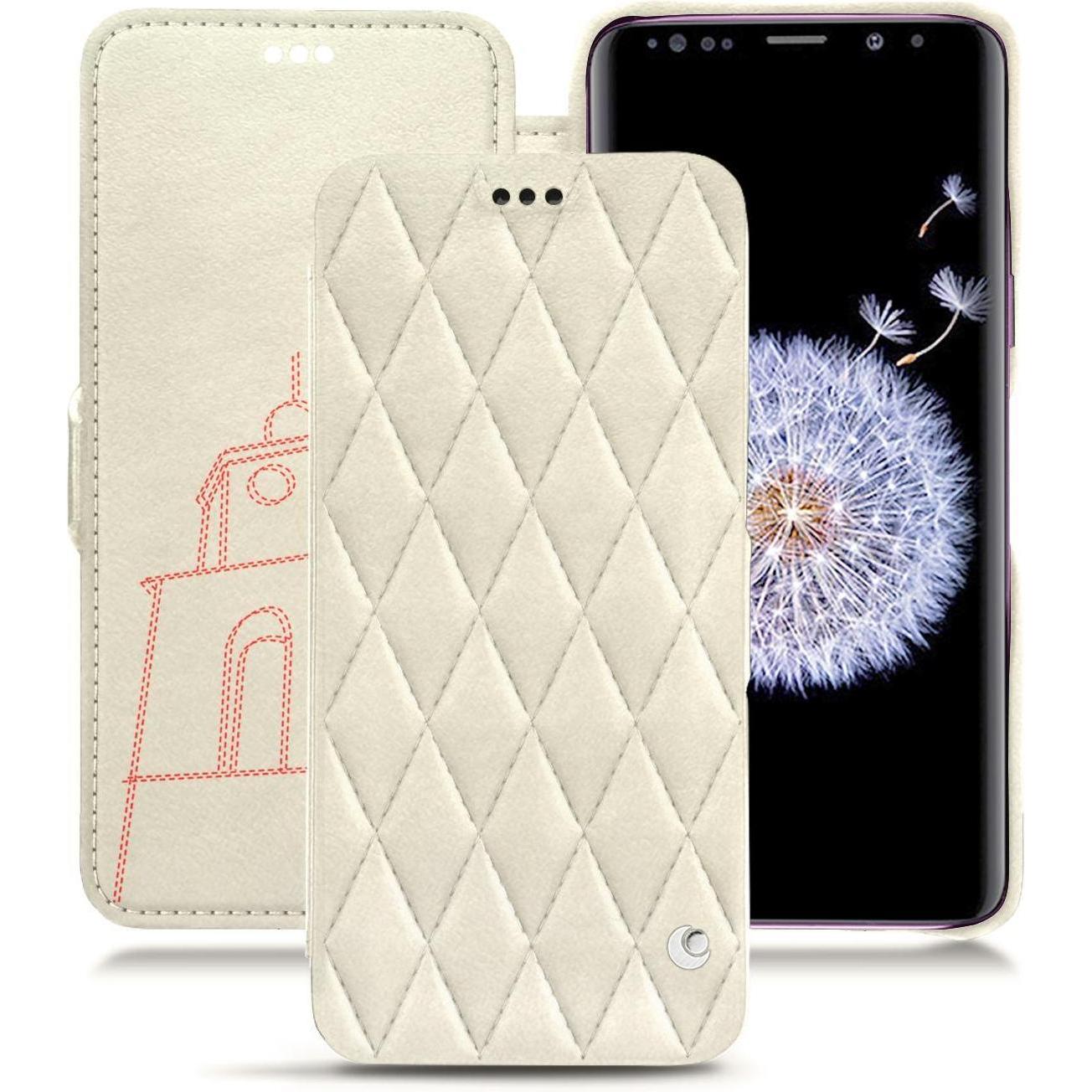 Noreve Lederschutzhülle horizontal (Samsung Galaxy S9+), Smartphone Hülle, Weiss