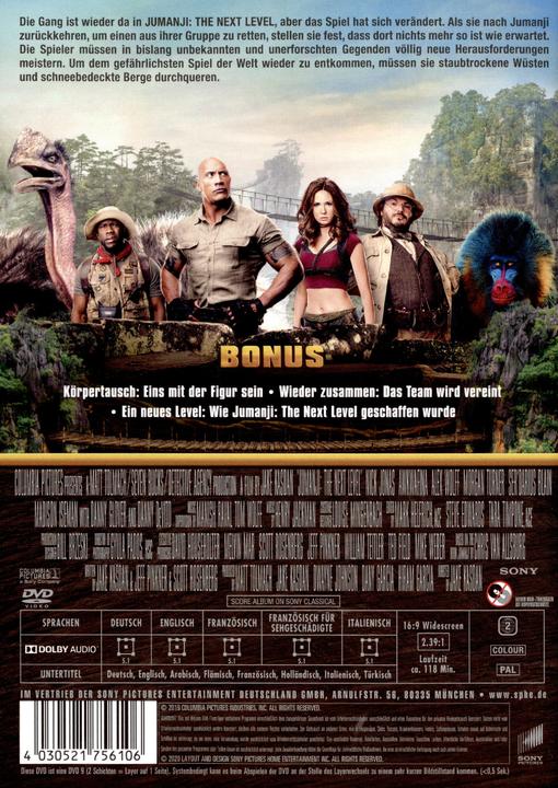 Image du produit Jumanji - The Next Level - DVD (DVD, 2020, Allemand, Français, Italien, Anglais)