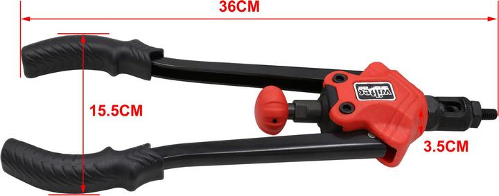 Actual product image Wiltec Rivet Gun Riveter kit tool mandrels nosepieces M3 M4 M5 M6 M8 M10 M12 (400 mm)