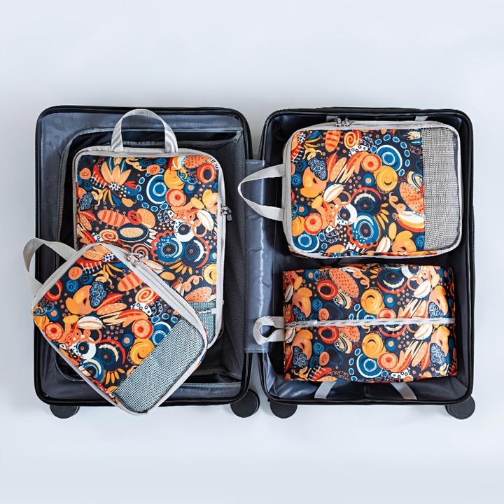 Only-Bags.Store 4er Set komprimierter Reise-Organizer, Polyester-Packwürfel mit Positionierungsdruck