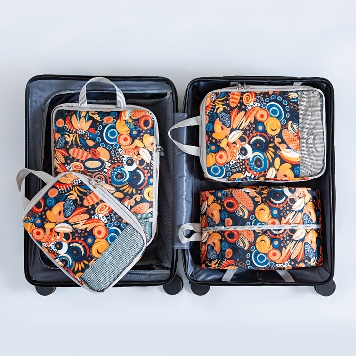 Produktbild Only-Bags.Store 4er Set komprimierter Reise-Organizer, Polyester-Packwürfel mit Positionierungsdruck