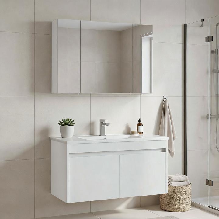 Produktbild Homitis Side 100 v3 Bathroom Cabinet With Sink & Mirror Set (2 Pieces)