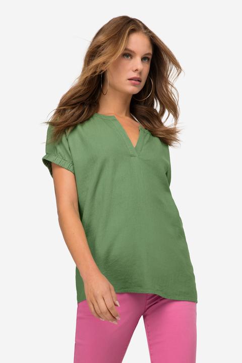 Immagine prodotto Laurasøn Leinenmix-Bluse, Tunika-Ausschnitt, elastischer Halbarm-Abschluss (M)
