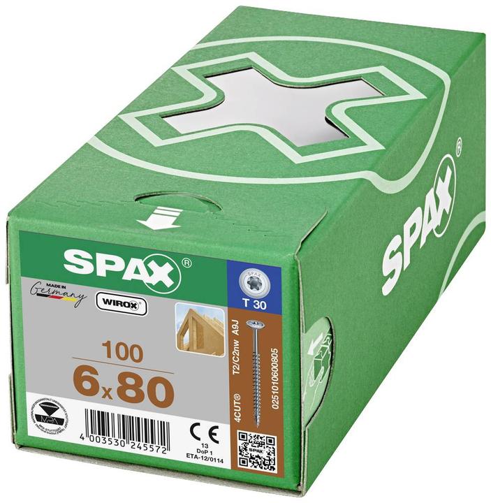 Immagine prodotto Spax Testa A Piastra T-Star Plus T30 Completamente Filettata Wirox (100 Viti per pezzo)