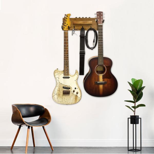 Produktbild keepdrum Gitarren-Wandhalterung Ebony für 2 Gitarren und Zubehör (E-Gitarre, Bass)