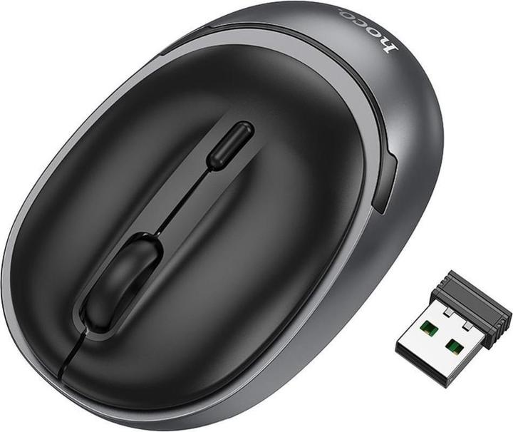Actual product image Hoco Headphone with microphone computer wireless mouse 2,4G 1600 dpi GM34 black metal gray (Wireless)