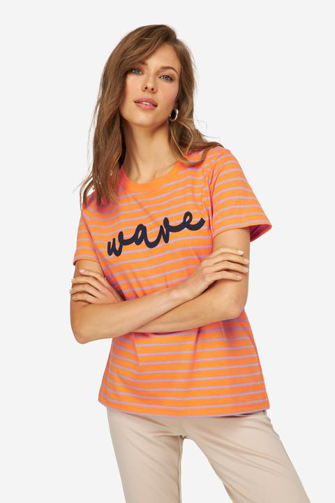 Actual product image Laurasøn T-Shirt, Ringel, Statement Stickerei, Rundhals, Halbarm, OEKO-TEX (M)